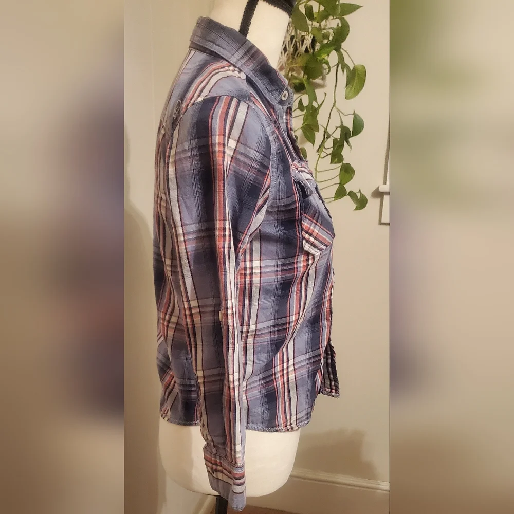 Buffalo David Bitton cotton plaid womens size small button down‎ shirt - Picture 2 of 12